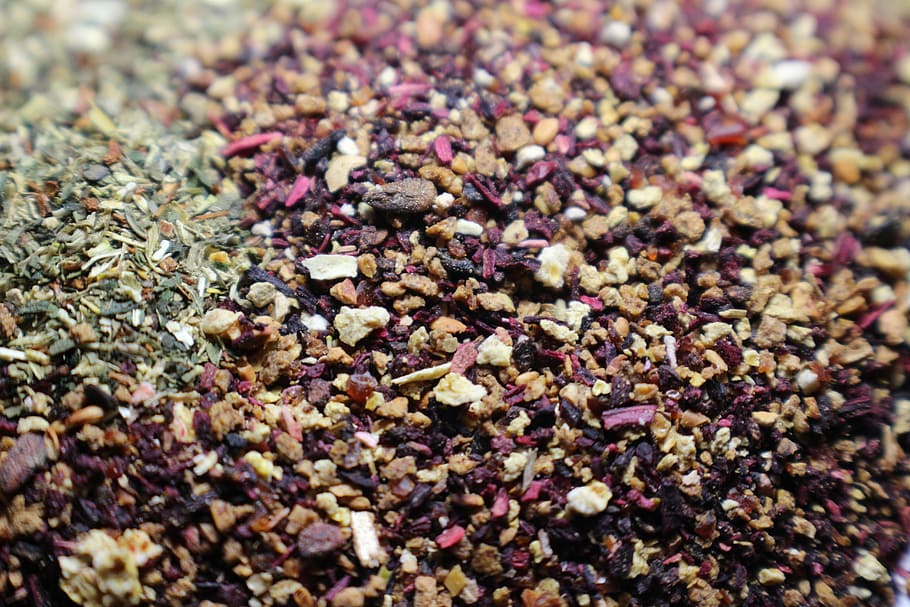 Tee, Drink, Mix, Herbal Tea, Fruit Tea, drink, mix, dried, hot drink, full frame, purple