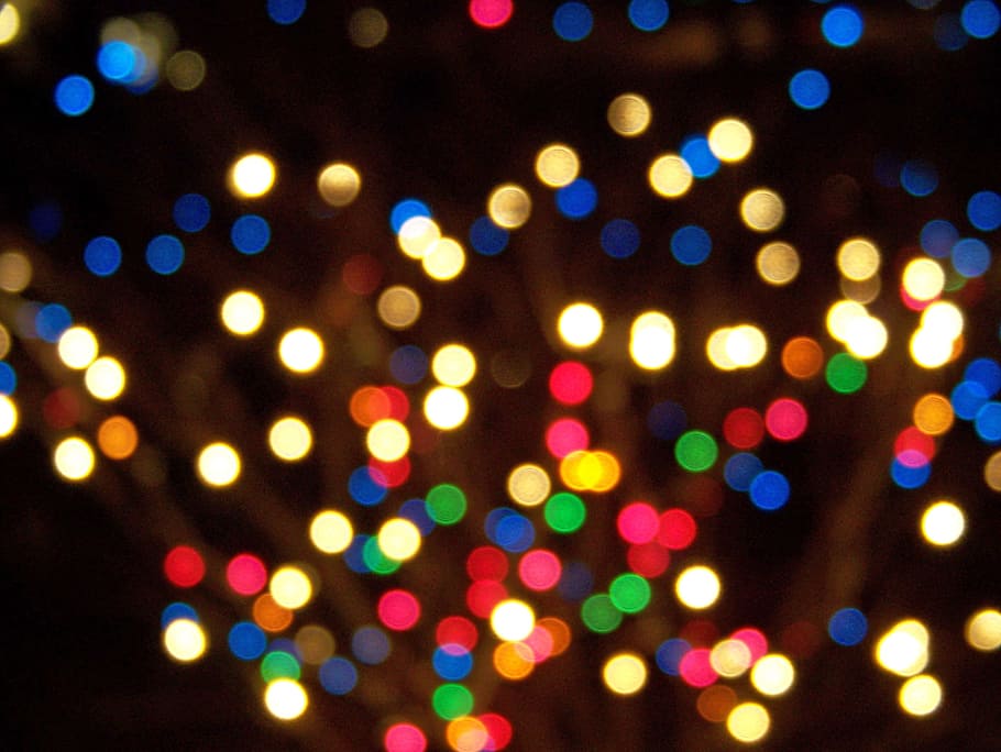 multicolored bokeh lights, yellow, green, red lights, christmas, lights, focus, xmas, holiday, decoration, season