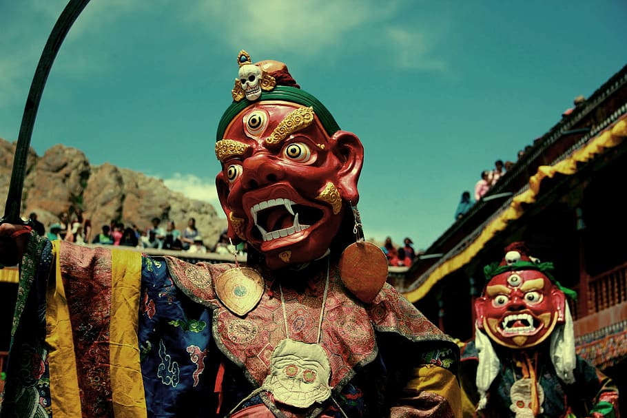 ladakh, índia, tibete, traje, tradição, chinês, asiático, representação, criatividade, arte e artesanato