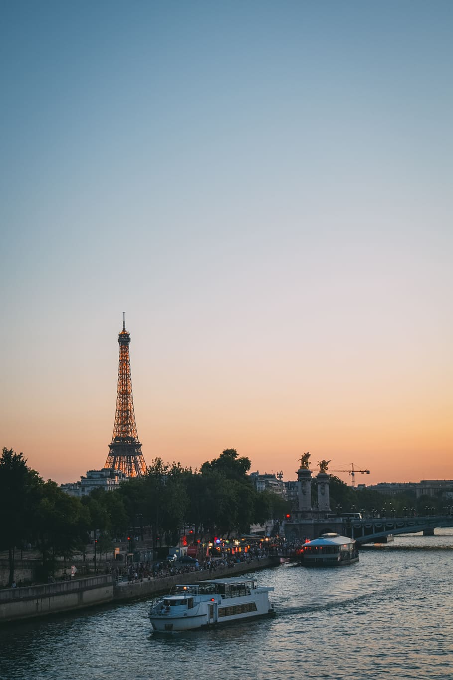 eiffel tower, paris, paris, france, the eiffel tower, night view, travel, sunset, tourist destination, night, landscape