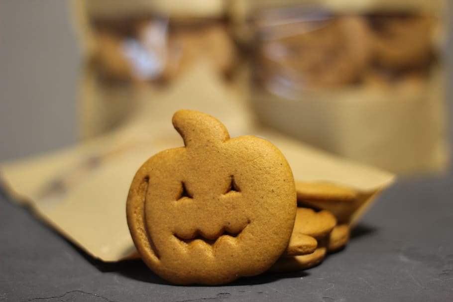 halloween, cookies, pumpkin, bakery, grin, bag, paper, food, food and drink, cookie