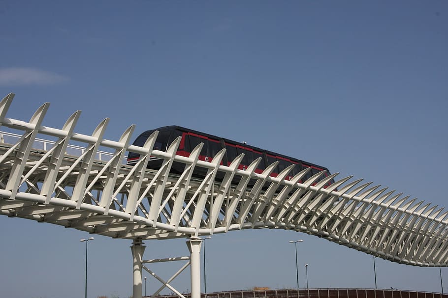 Monorail, Magnetic Levitation, Italy, venezia, amusement park, rollercoaster, blue, bridge - man made structure, amusement park ride, day