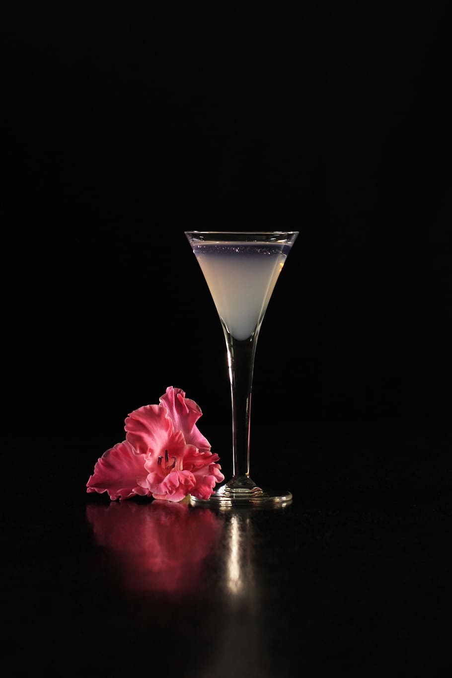 martini, cocktail, alcohol, glass, drink, alcoholic, cocktails, flower, pink, martini glass