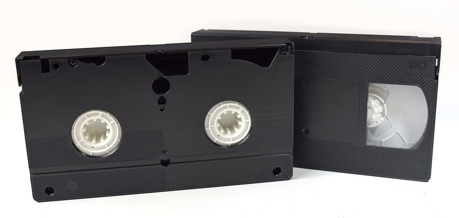2つ, 黒, vhsテープ, Vhs, ビデオ, テープ, 録音, ビデオテープ, レトロ, 磁気テープ