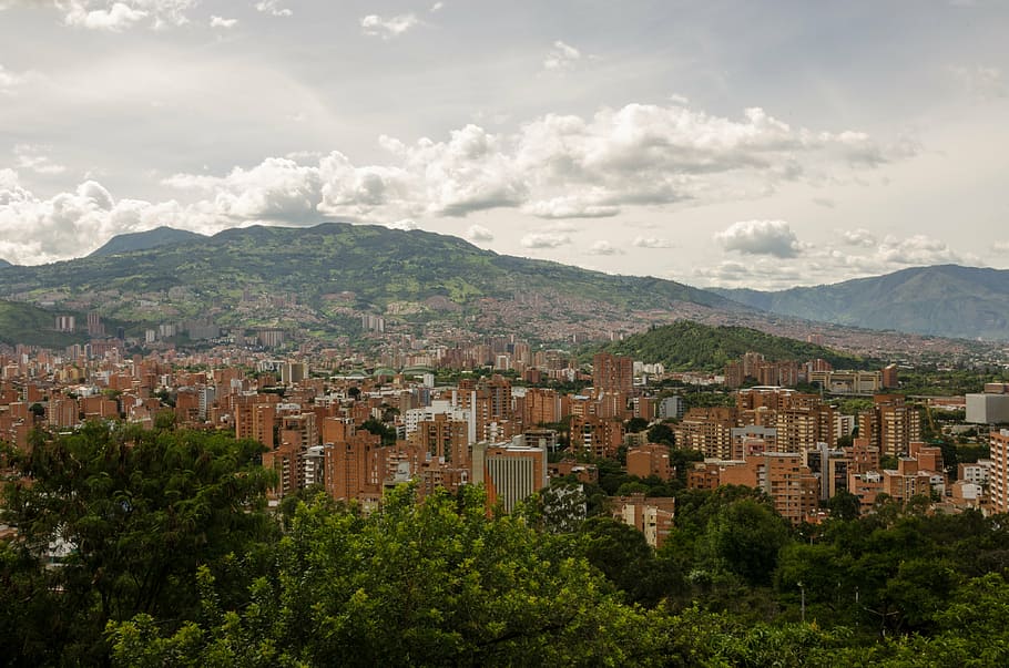 medellin, colombia, city, antioquia, cityscape, view, panorama, clouds, mountains, hill