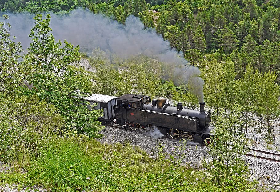 steam locomotive, museum train, museum ride, le var, south of france, vartal, mallet, meter track, tourism, smoke