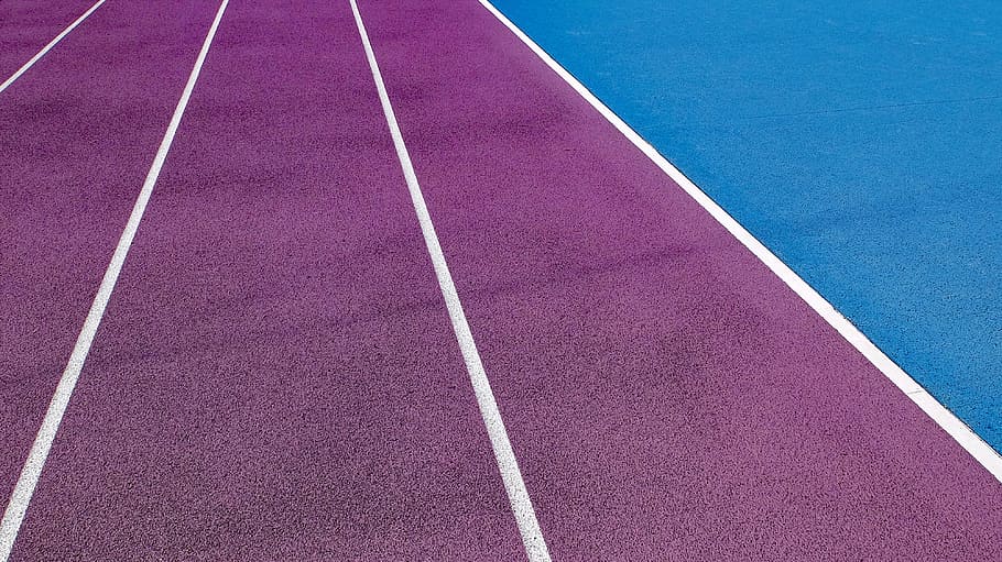 purple, blue, rug, sport, racing track, stadium, running, trail, course, surface