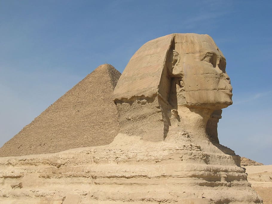 gran, spihnx, giza, egipto, esfinge, pirámides, histórico, el cairo, arqueología, antigua