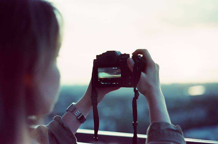 girl, graphy, woman, top, person, sunset, film, photography themes, technology, photographing