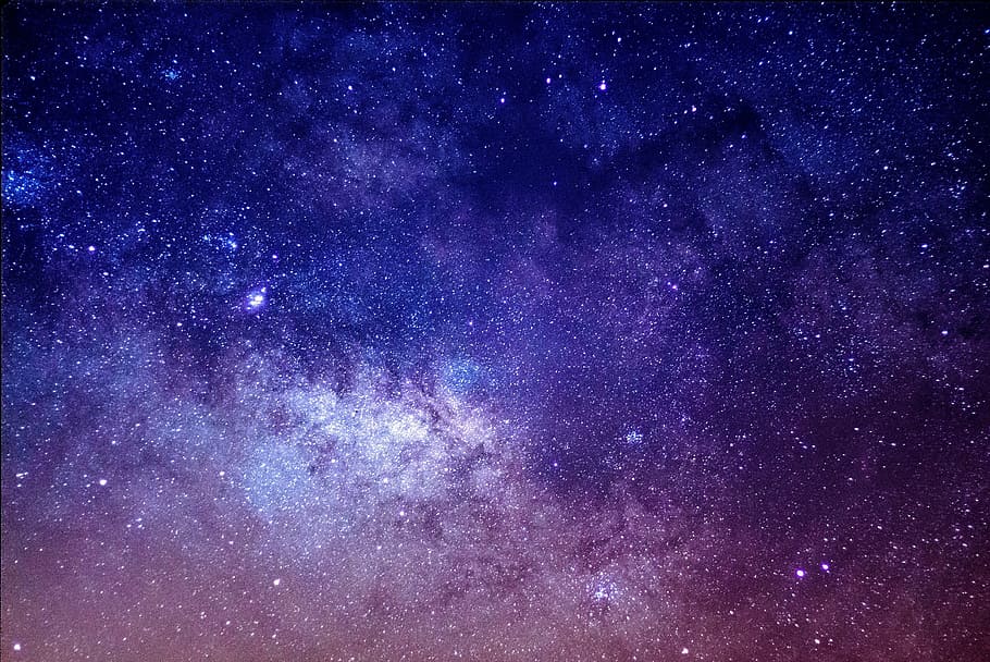 purple, pink, cosmic, galaxy, stars, sky, night, evening ...