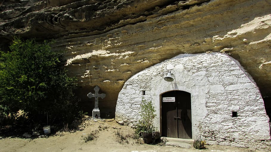 chipre, ayios sozomenos, cueva, iglesia, pueblo, abandonado, desierto, antiguo, arquitectura, cristianismo