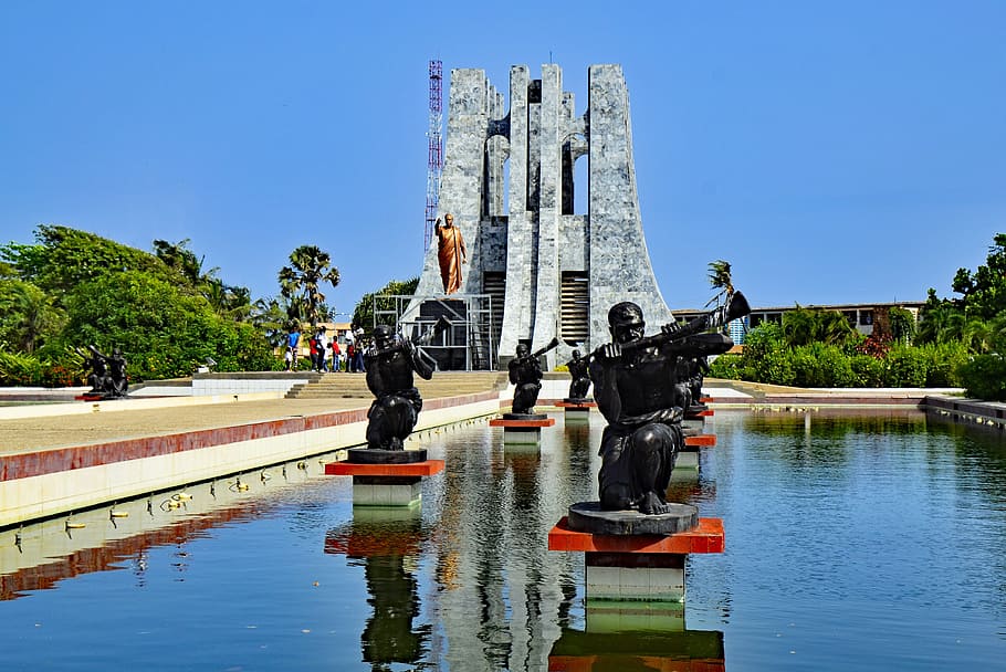 soldier statues, body, water, Ghana, West Africa, accra, africa, monument, amusement park, places of interest