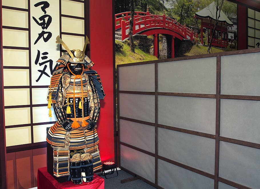 patung samurai, samurai, baju besi, prajurit, Jepang, helm, pejuang, budaya Jepang, Kota Kyoto, Prefektur Kyoto