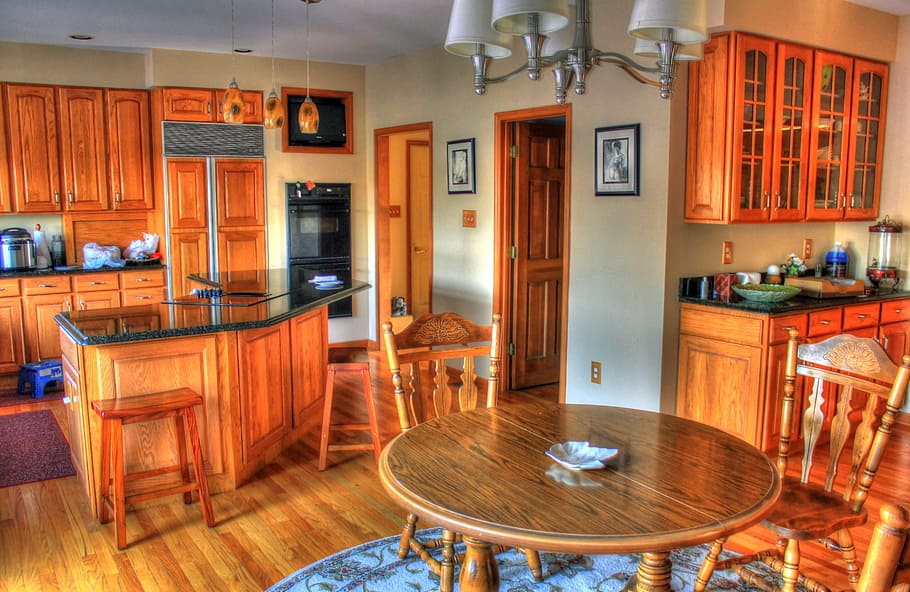 marrón, madera, mesa de comedor, sillas, cocina, habitaciones, casa, diseño de interiores, decoración de interiores, interior
