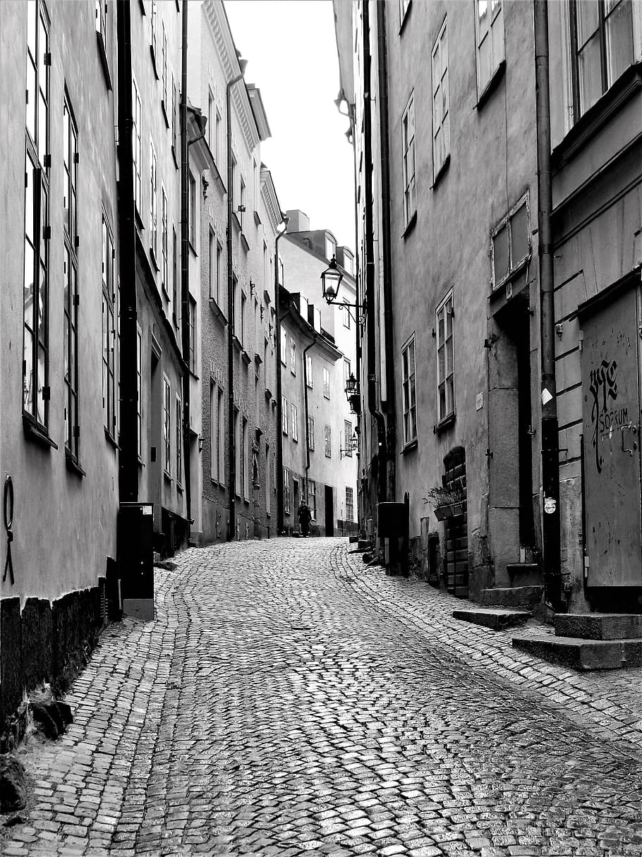 stockholm, kota tua, gang, arsitektur, kota, rumah tua, fasad, bangunan, rumah, rumah yang dibangun dari batu