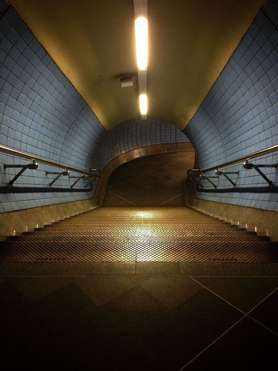 subway stair, path, tunnel, walk, architecture, light, way, corridor, entrance, passage