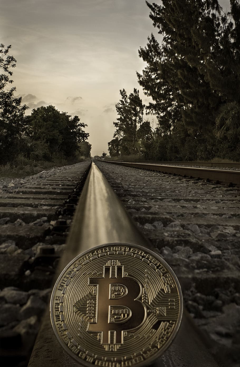 cryptocurrency, concept, rail tracks, bitcoin, blockchain, money, finance, business, cryptography, currency
