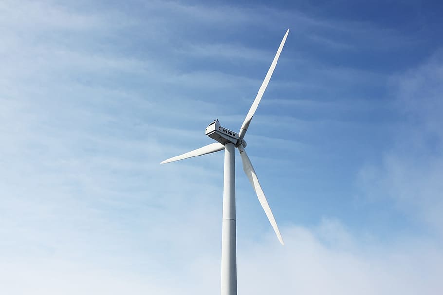 Windmill, Blue Sky, Cloud, Sunny Days, sky, turbine, electricity, environment, fuel and Power Generation, energy