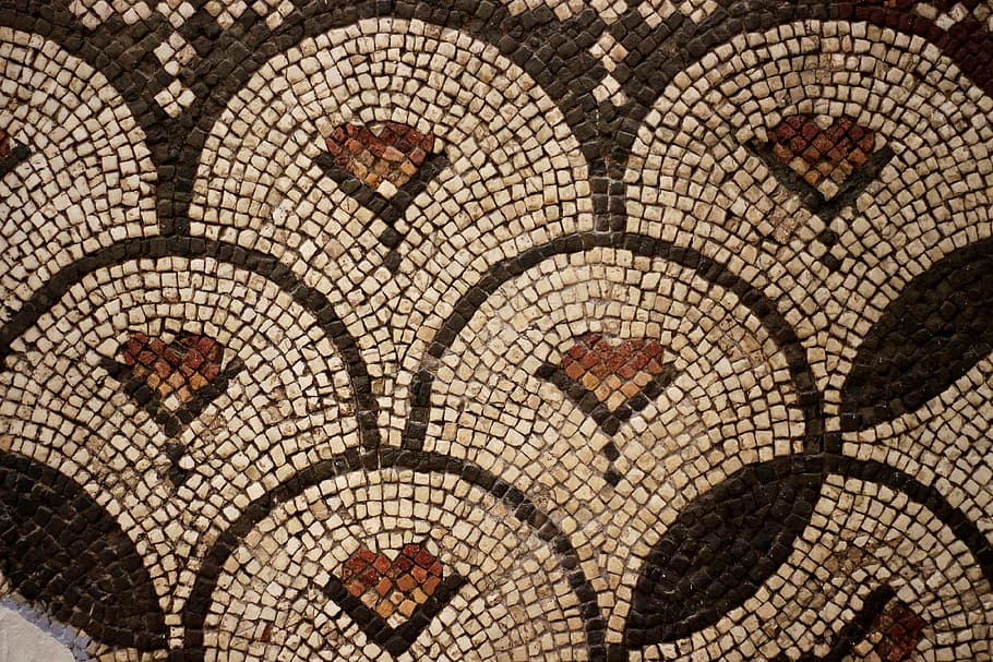 mosaic, museum, historical works, hatay museum, full frame, backgrounds, pattern, design, repetition, indoors