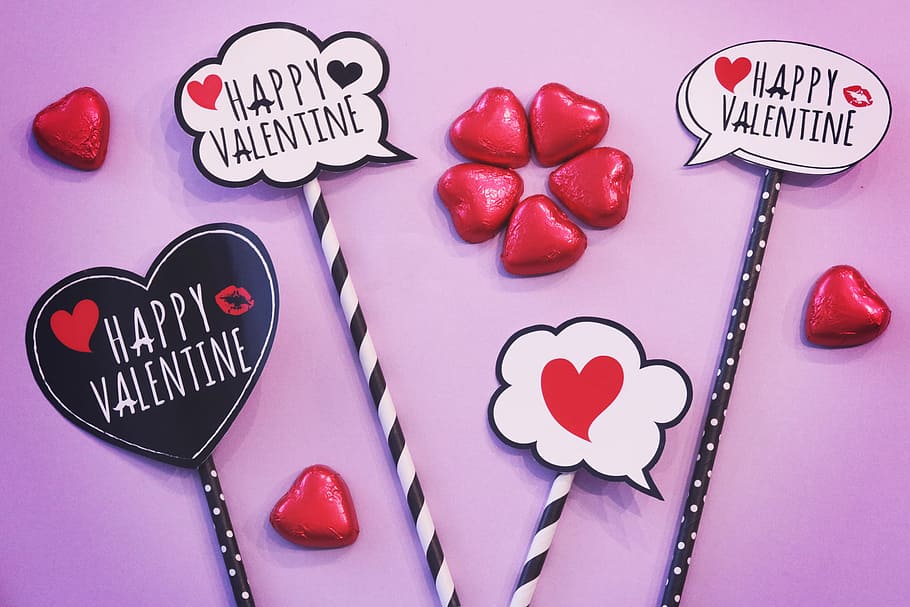 three, valentines sticks, Happy, Valentines, sticks, love, heart Shape, romance, red, valentine's Day - Holiday