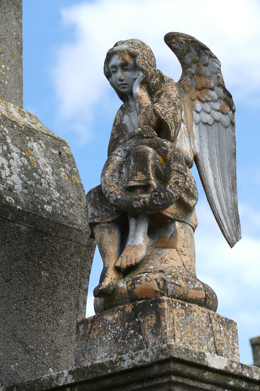 statue, angel, sculpture, art, religion, meditation, grave, cemetery, history, commemorate