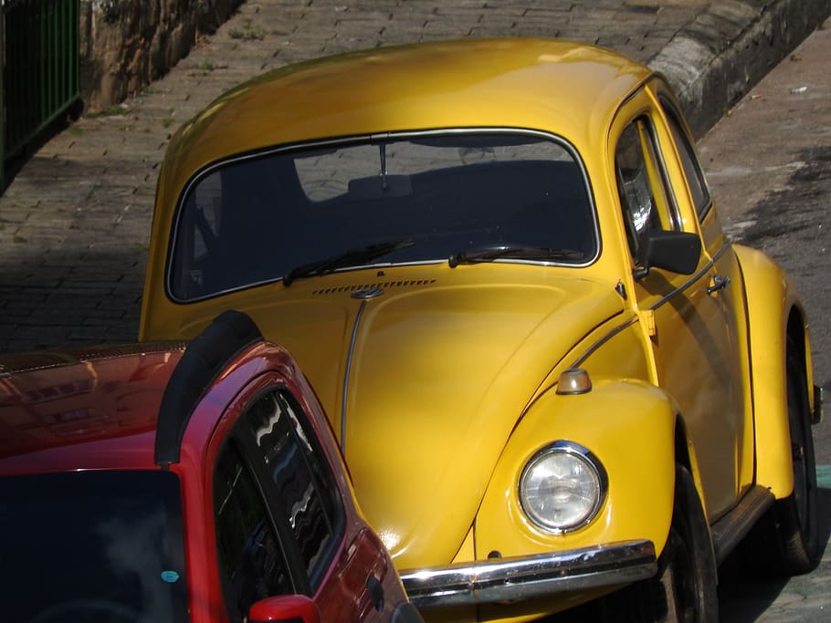 Cars, Old Car, Yellow, fusca, car, old cars, street, old, old-fashioned, retro Styled