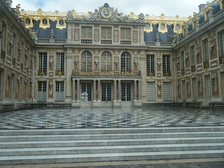 gray, concrete, 3-story, 3- story palace, story, Palace, versailles, france, the palace, kings