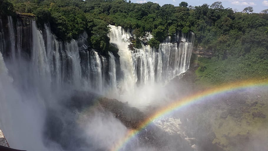 raging, waterfalls, rainbow, cataracts, angola, nature, landscapes, tourism, sustainability, water