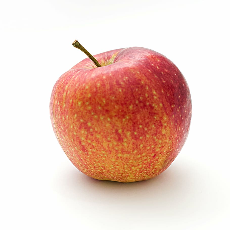 赤いリンゴ, 赤, リンゴ, 白, 表面, 果物, 食品, ジューシー, 健康, 健康的な食事
