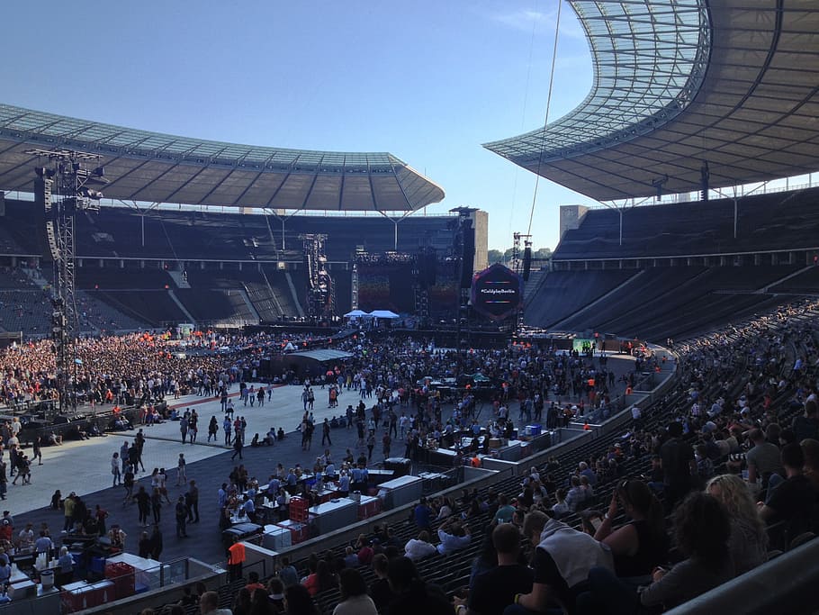Berlin, Coldplay, olimpiastadion, kerumunan, sekelompok besar orang, stadion, acara, pertunjukan, musik, sekelompok orang