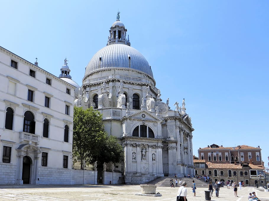 italy, venice, salute, church, baroque, building exterior, architecture, built structure, dome, sky