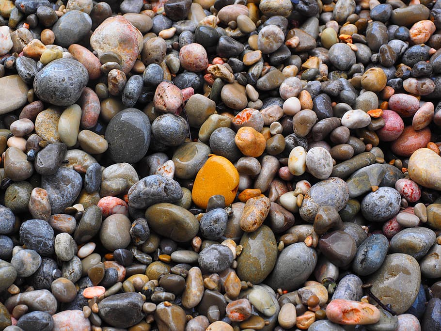 guijarros de colores variados, durante el día, guijarros, piedras, colorido redondeado, color, colorido, pedregal, guijarro, erosión