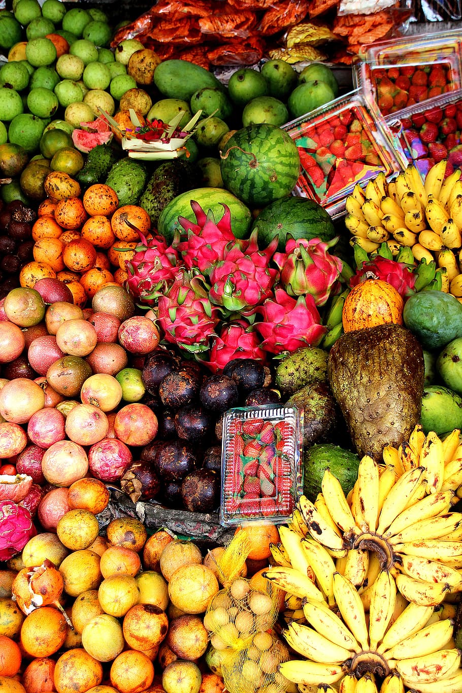 Bali, Fruta, Exótica, frutas, frutas exóticas, surtido, exhibición, colorido, culinario, agradable