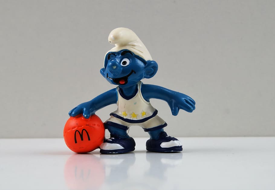 smurf, smurfs, basketball smurf, figure, toys, decoration, collect, blue, toy, figurine