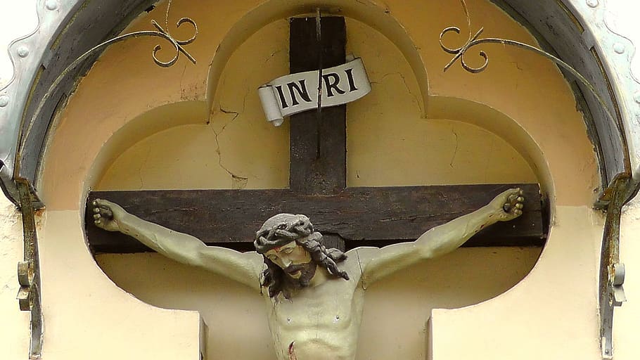 fotografía de primer plano, estatua del crucifijo, Jesús, Cristo, Hijo de Dios, corona de espinas, escultura, cristianismo, fe, figura