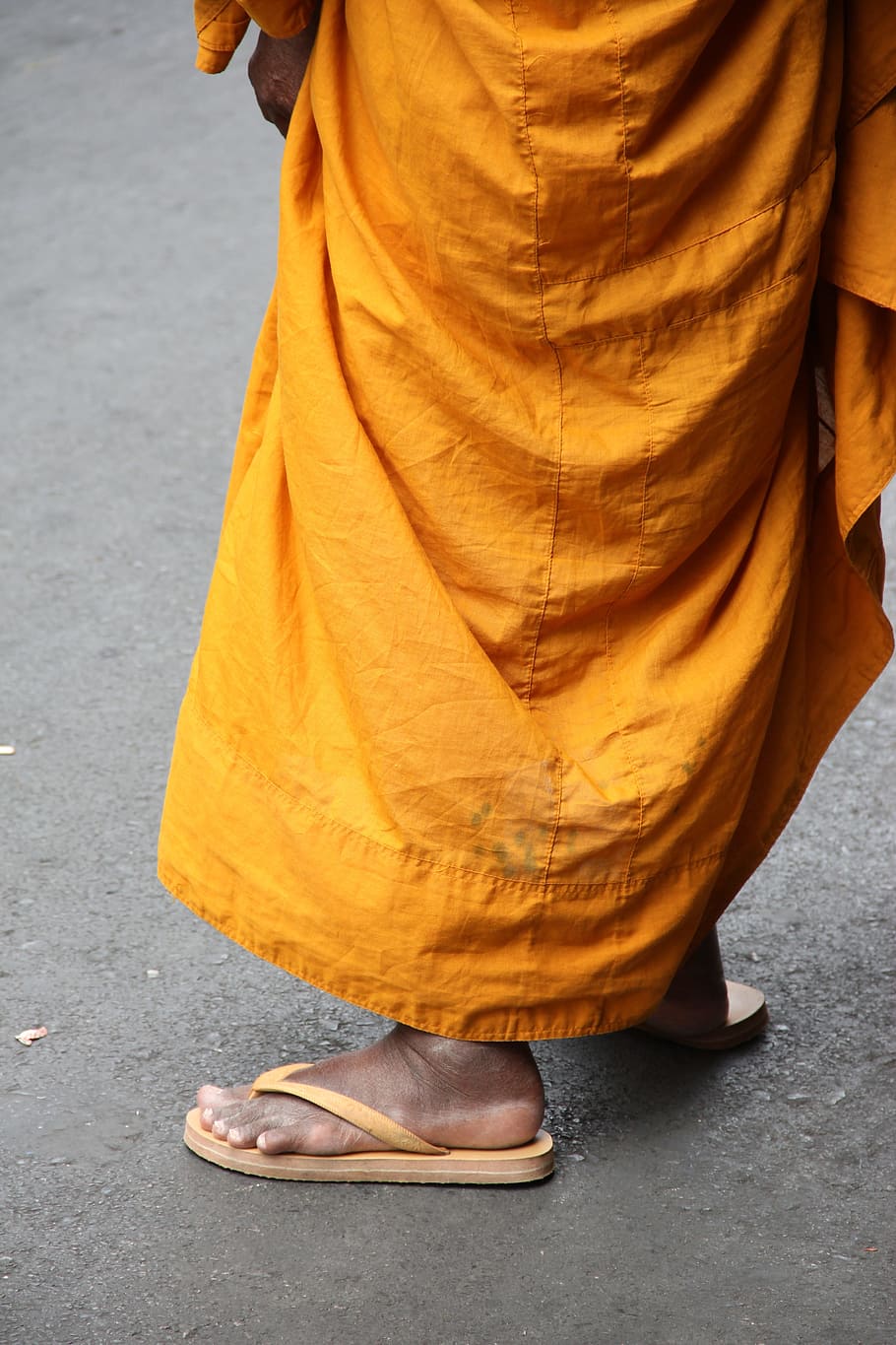 Bangkok, Thailand, Chinatown, Monk, buddhism, feet, low section, street, human foot, human leg