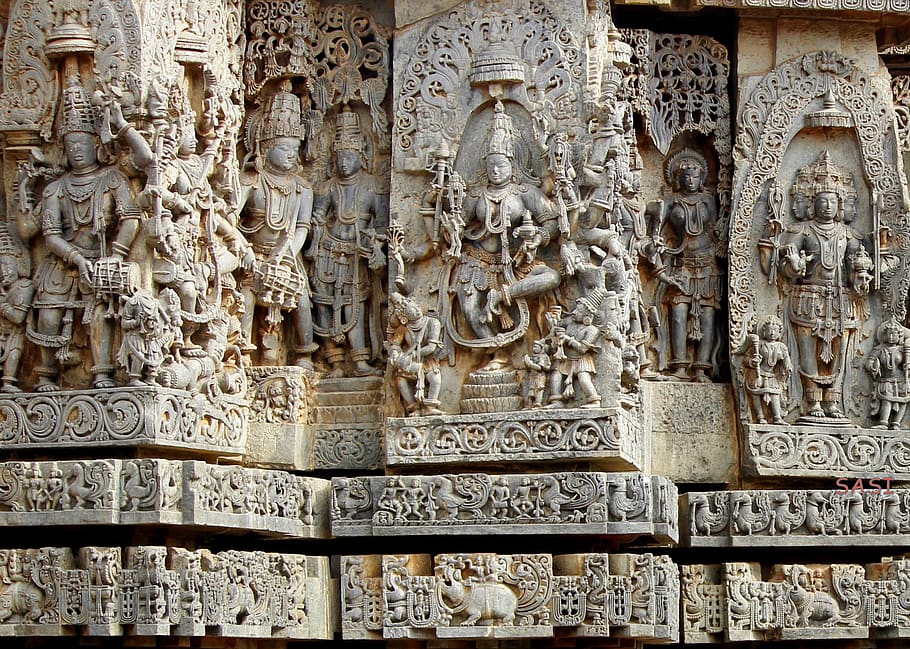 belur, halebeedu, escultura hoysala, templo antigo, estátua, hinduísmo, património, viagem, deusa, monumento