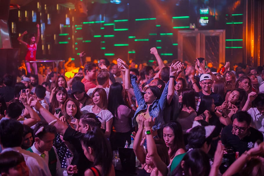 nightclub, crowd, disco, entertainment, music, club, dj, party, motion, nightlife