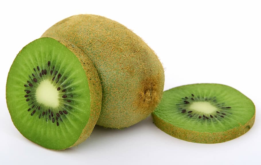 sliced, unsliced kiwi fruits, background, bitter, breakfast, bright, c, catering, closeup, close-up