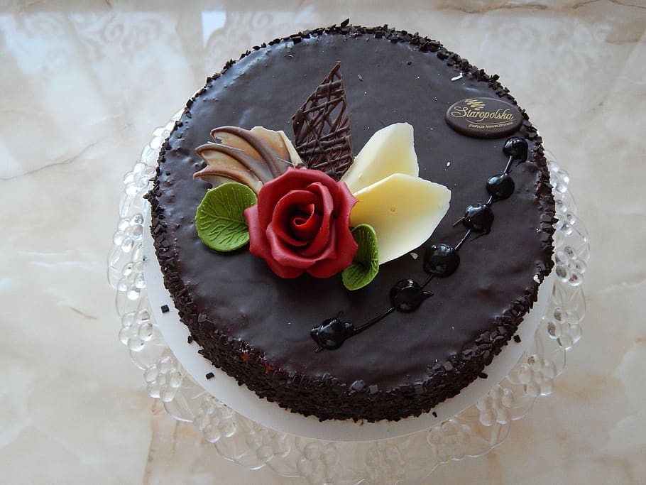 cake, rose, chocolate, dessert, sweet, sweet food, freshness, baked, indulgence, temptation