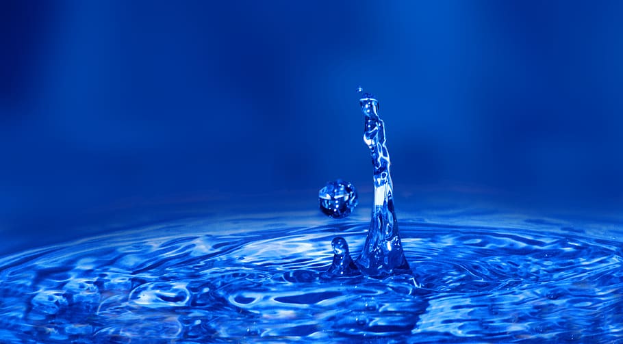 水ドロップスプラッシュ, スプラッシュ, 水, 液体, ウェット, クリア, ブルー, 水しぶき, 液滴, きれいな