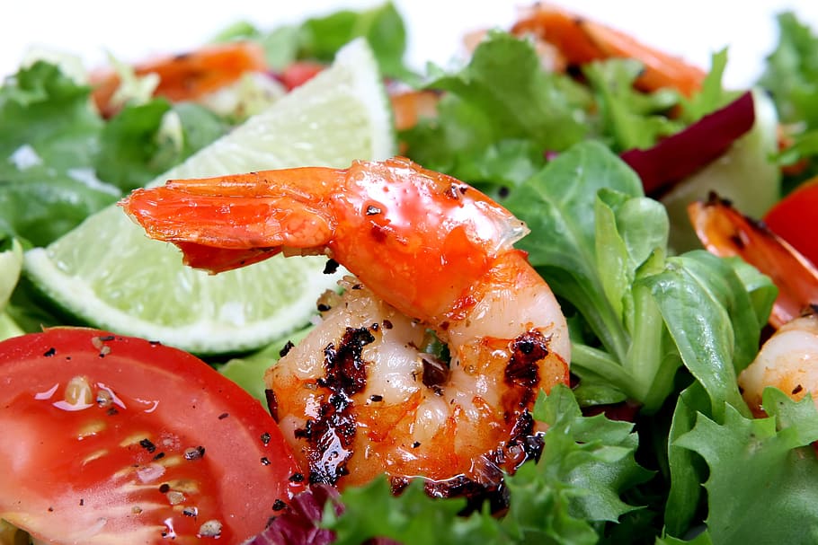 vegetable shrimp salad, Asian, Barbecue, Barbeque, Bbq, charbroiled, chinese, colorful, cooked, crayfish