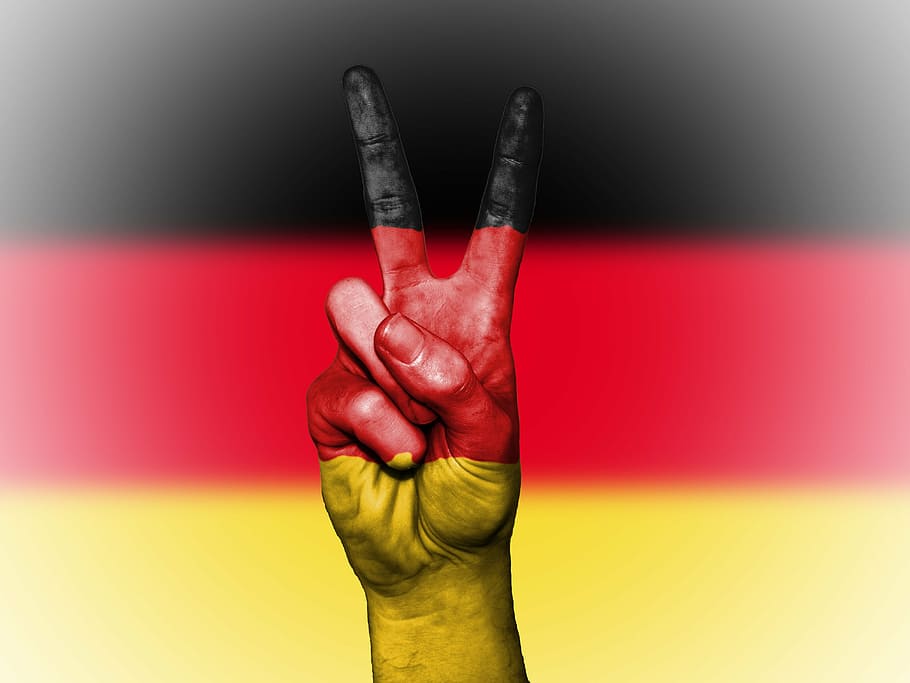 person, hand, making, peace sign, paint, germany, peace, nation, background, banner