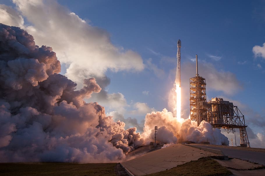 NROL, Mission, white rocket launching, sky, cloud - sky, architecture, built structure, smoke - physical structure, nature, building exterior