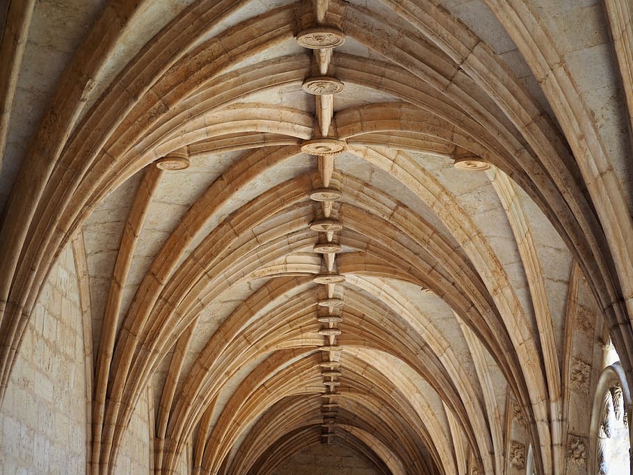 arches, os jerónimos, lisbon, monastery, gothic, portugal, hall, religion, place of worship, architecture