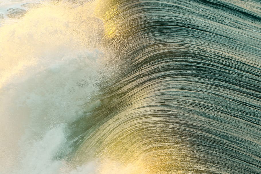 wave, sea, ocean, splash, water, green, motion, full frame, backgrounds, nature