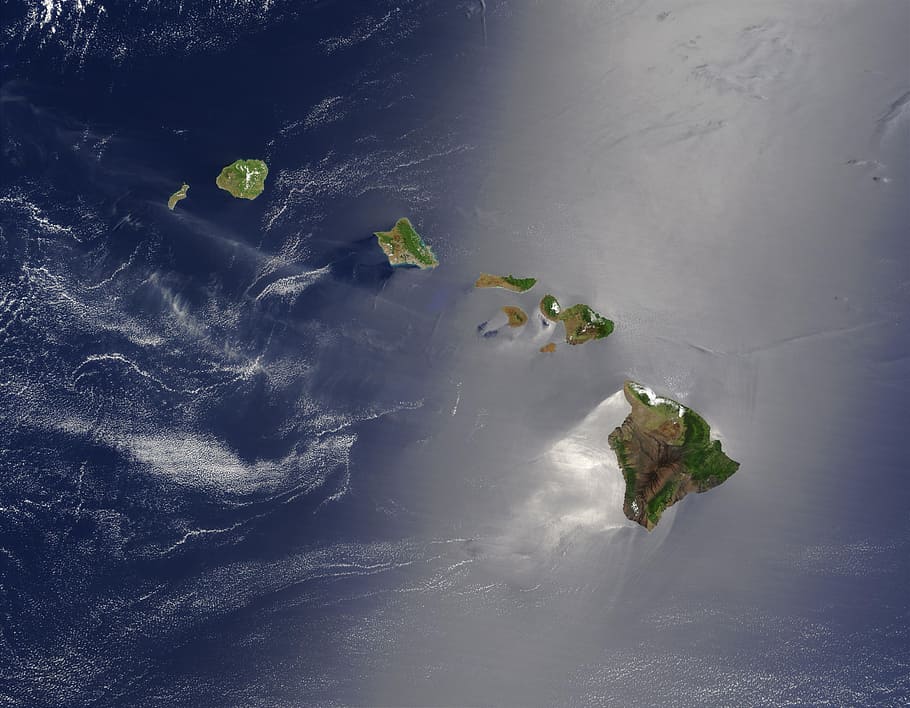 hawaii, islands, island chain, archipelago, south, sea, aloha state, south sea, satellite photo, satellite image
