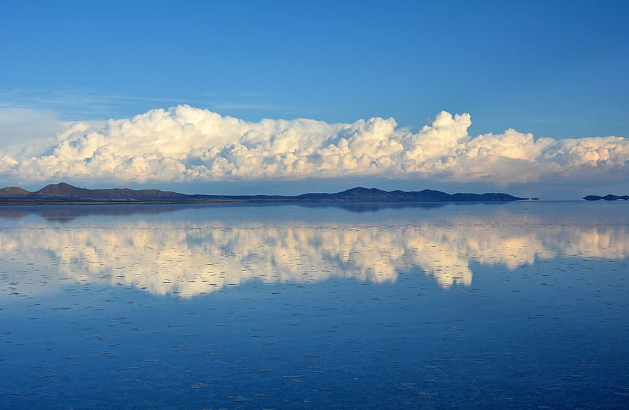 nimbus clouds, bolivia, salar de uyuni, salt lake, water, reflection, sky, cloud - sky, scenics - nature, beauty in nature