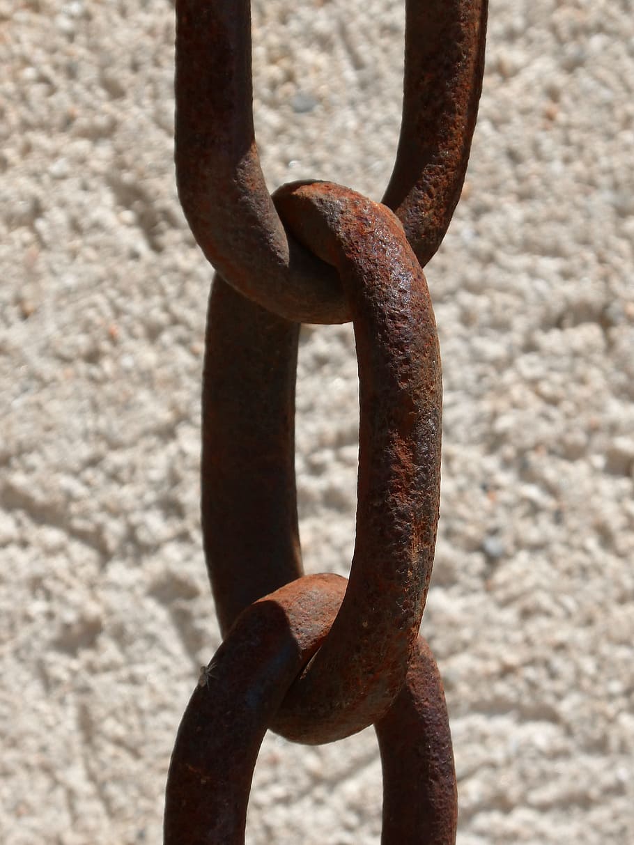 string, link, iron, oxide, links in the chain, union, symbol, metal, rusty, close-up