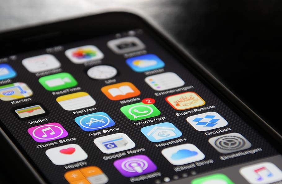 hitam, ipod touch, layar dihidupkan, Whatsapp, Ios, Iphone, Telepon, homescreen, aplikasi, smartphone